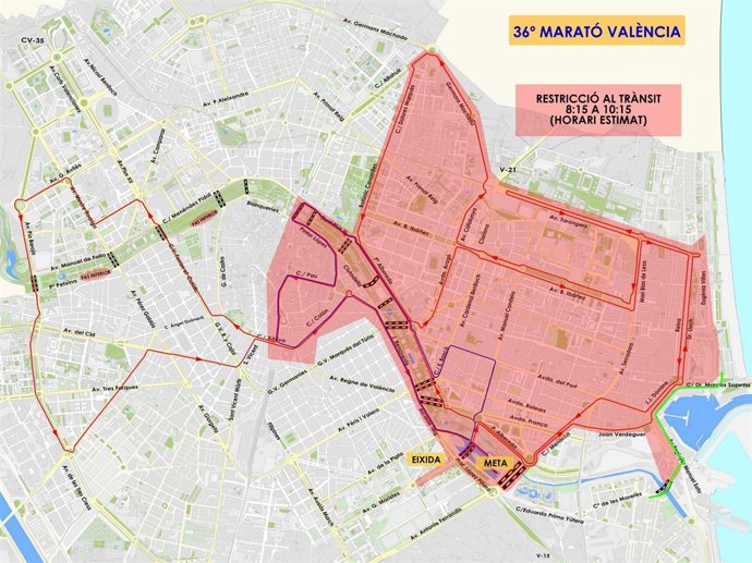 Corte de calles por el maratón