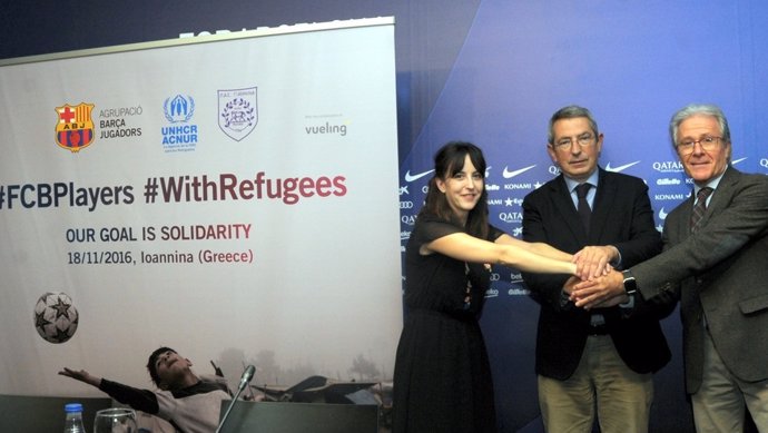 Presentación jornada solidaria con los refugiados de los veteranos del Barça