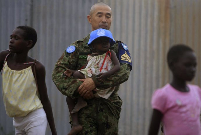 Soldado de Fuerzas Autodefensa de Japón en Sudán del Sur