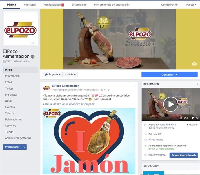 Imagen del perfil de ElPozo Alimentación en Facebook