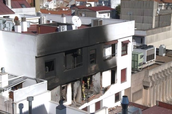Edificio de Cáceres donde se produjo la explosión