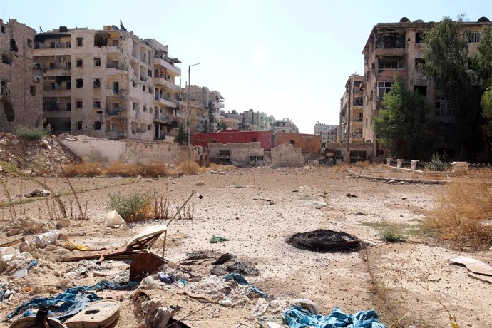 Vista de una de las zonas controladas por los rebeldes en Alepo
