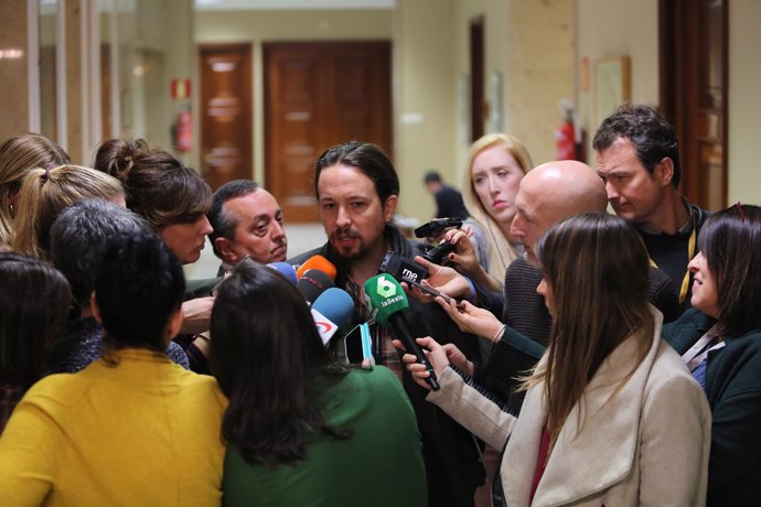 Pablo Iglesias realiza declaraciones en el Congreso