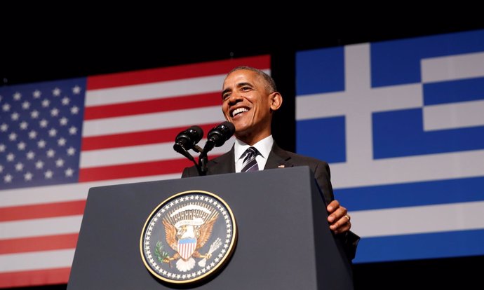 El presidente de EEUU, Barack Obama, pronuncia un discurso en Atenas