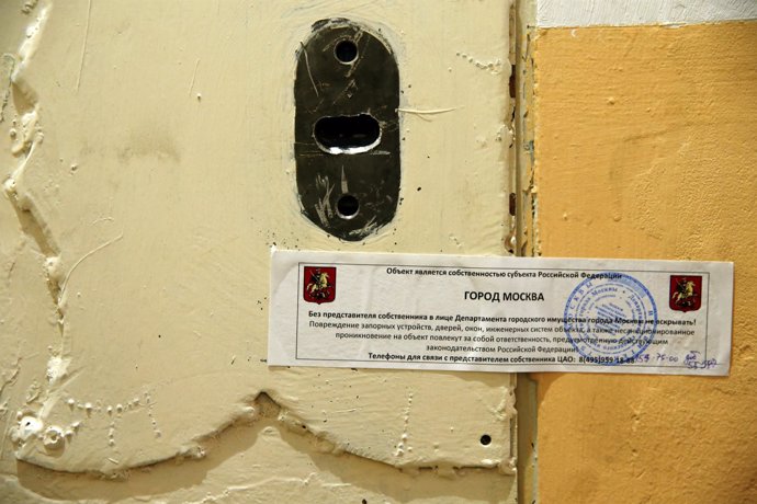 La puerta de la oficina de Amnistía Internacional en Moscú el 2 de noviembre. 