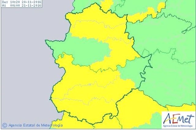 Avisos por lluvias en Extremadura