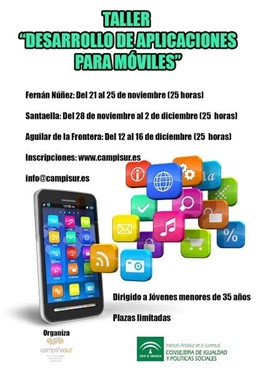 Cartel del taller de 'Desarrollo de Aplicaciones para Móviles'