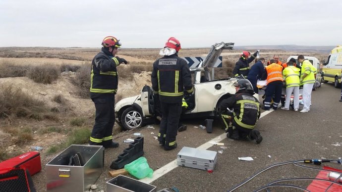 Accidente de tráfico en la N-232, en Alzaila (Teruel)