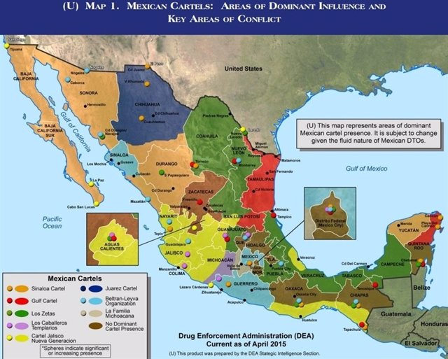 Mapa de los cárteles mexicanos
