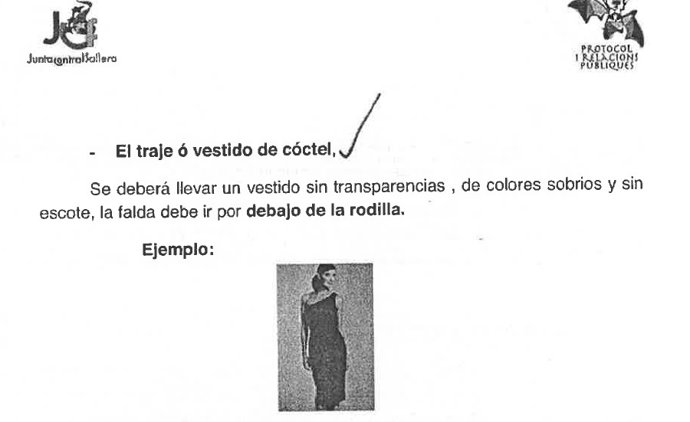Extracto de un manual sobre indumentaria de falleras y cortes de honor