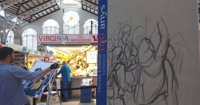 Una macropintura para retratar los 100 años del Mercado Central como "templo del sabor"
