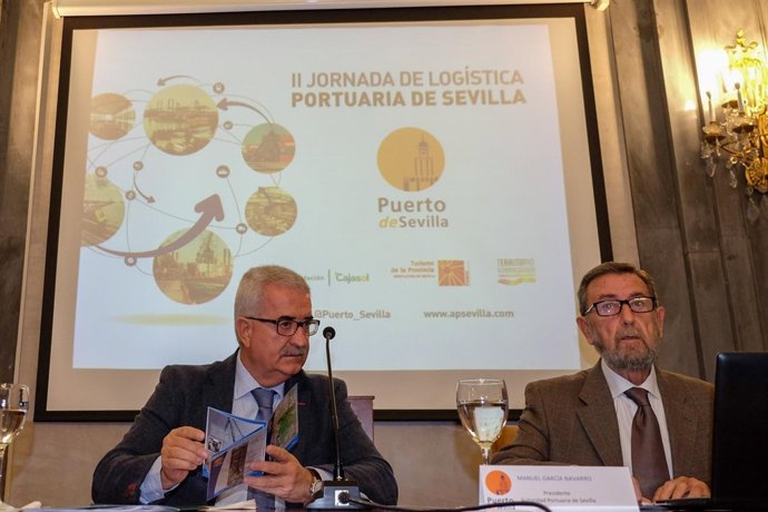 Manuel Jiménez Barrios y Manuel Gracia en las jornadas de logística portuaria