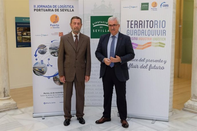 Manuel Gracia y Manuel Jiménez Barrios en las jornadas de logística portuaria