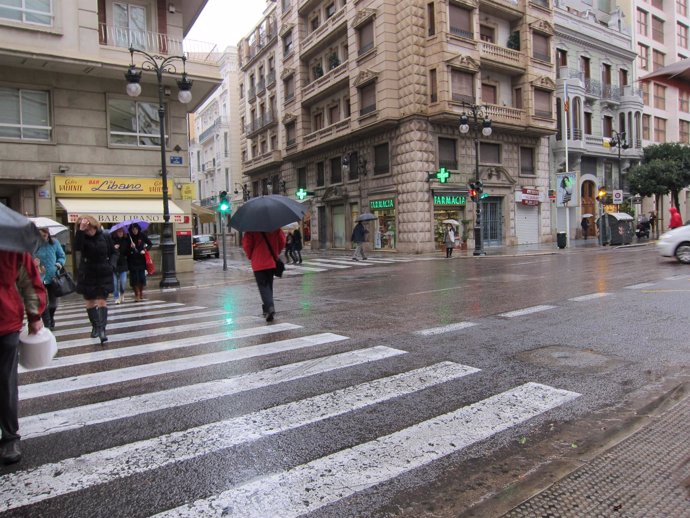 Imagen de lluvia en la ciudad de Valencia
