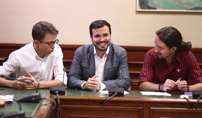 Errejón, Garzón y Pablo Iglesias en el Congreso