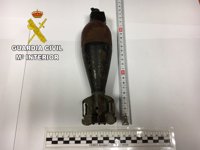 La Guardia Civil destruye dos granadas de mortero y 75 cartuchos de pistola abandonados
