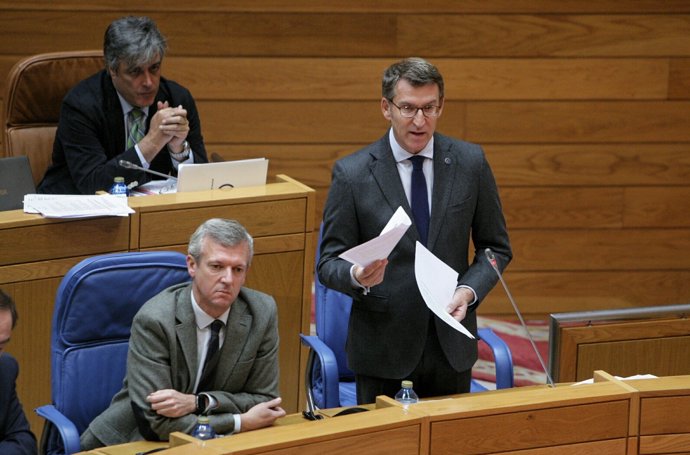 Alberto Núñez Feijóo, presidente de la Xunta, en el Parlamento