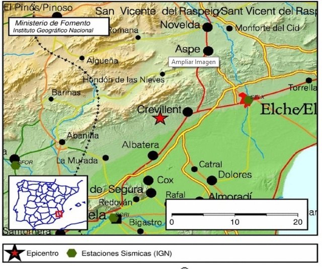 Mapa donde se ha detectado el terremoto en el sur de Alicante 