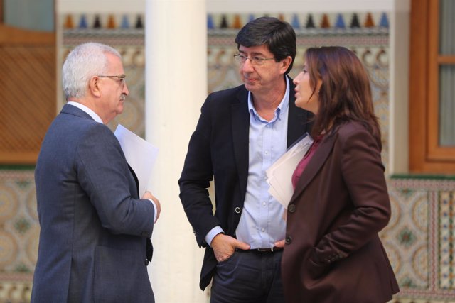 Manuel Jiménez Barrios, Juan Marín y Carmen Crespo, hoy en el Pleno