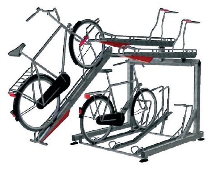 Imagen del aparcabicis en doble altura