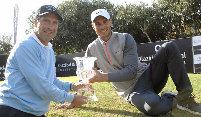 Rafa Nadal y José María Olazábal en un torneo benéfico de golf