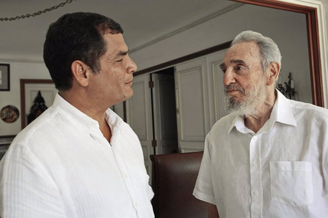 Rafael Correa y Fidel Castro, en Cuba en el año 2009