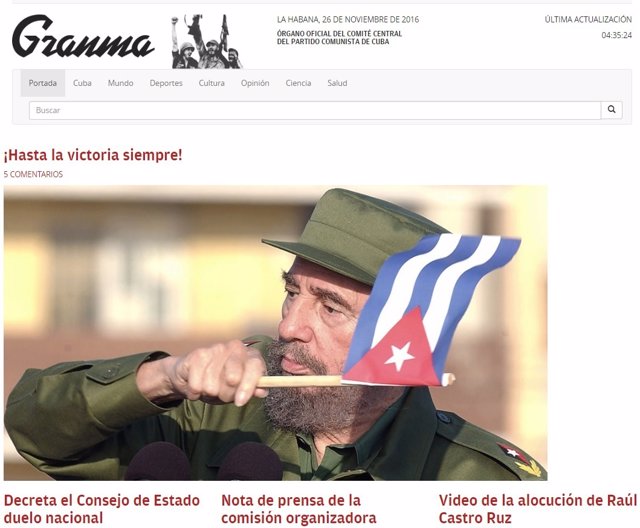 Portadas de los medios internacionales sobre Castro.