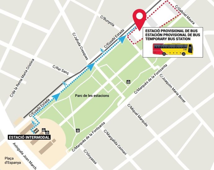 Cambio provisional de ubicación de la estación de autobuses TIB