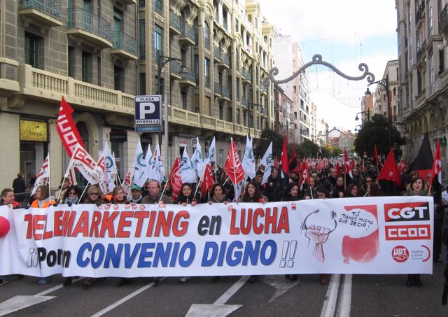 Manifestación del sector de telemarketing