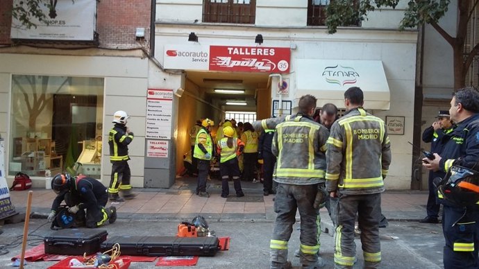 Derrumbe en en edificio de la calle Lagasca.