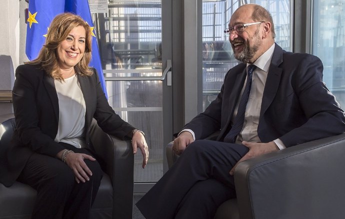 Susana Díaz con el presidente del Parlamento Europeo, Martin Schulz