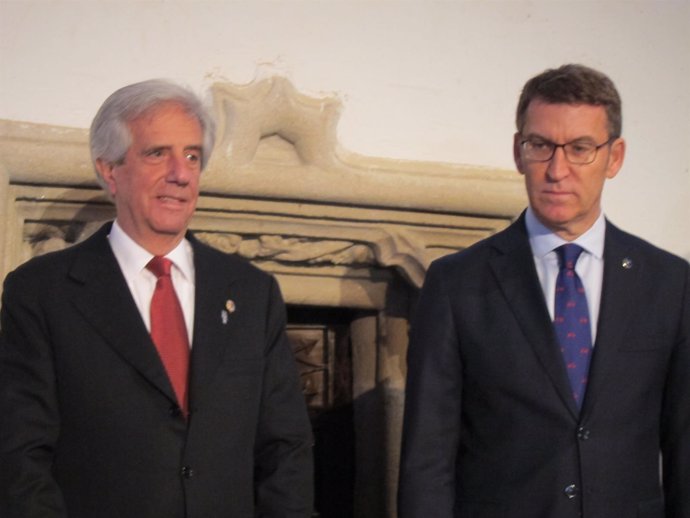 El presidente de Uruguay y el presidente de la Xunta en un desayuno