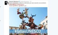 #FallesUNESCO en Twitter: ironía, orgullo y la felicitación de Antonio Banderas