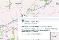 Se abre parcialmente la A-62 en Torquemada tras el choque de camión y turismo