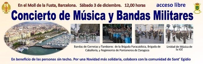 Anuncio del Concierto de Música y Bandas Militares en el puerto de Barcelona