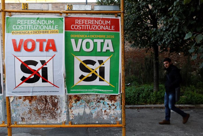 Carteles del referéndum constitucional en Italia