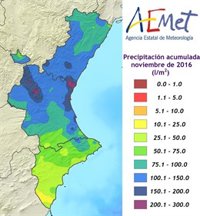 La Comunitat registró en noviembre un 75% más de lluvias que en los últimos 29 años por el temporal del domingo