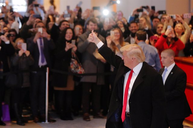 Donald Trump, a su llegada a la sede de 'The New York Times'