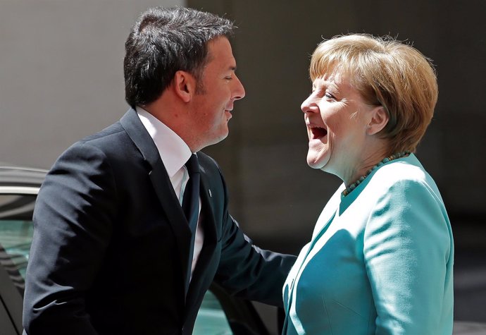 Matteo Renzi y Angela Merkel