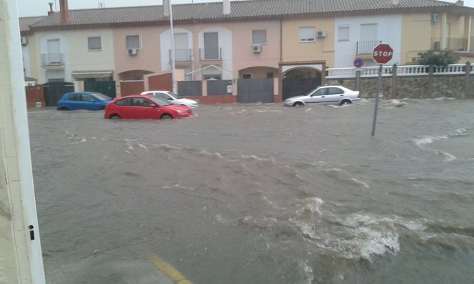 Calles de Aljaraque durante le riada