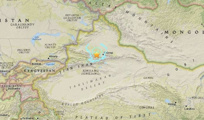 Terremoto en Xinjiang, oeste de CHina
