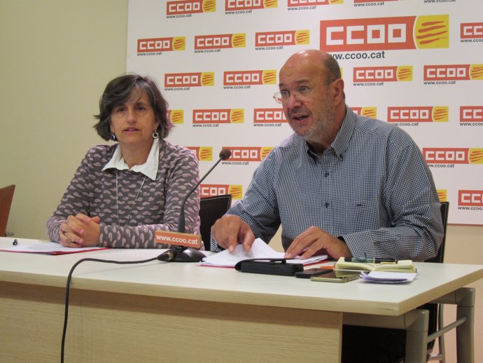 Dolors Llobet y Joan Carles Gallego (CCOO de Catalunya)