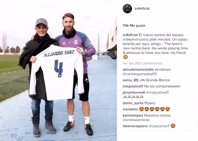 Sergio Ramos y Alejandro Sanz en Instagram