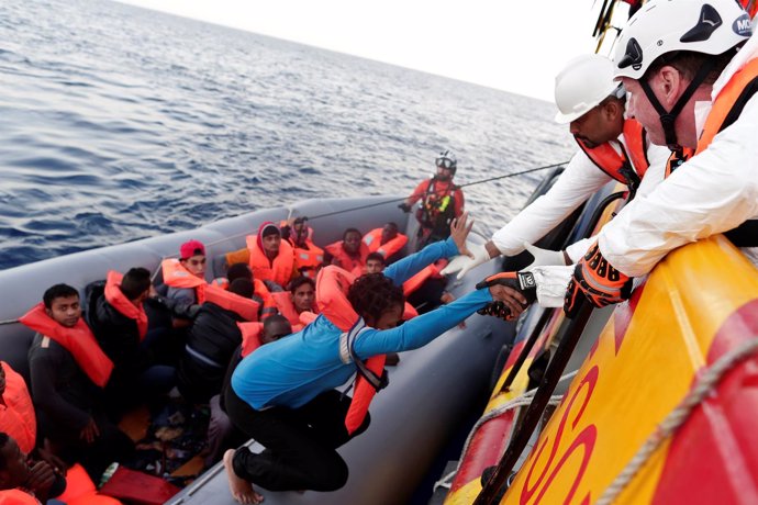 Inmigrantes rescatados en el Mediterráneo