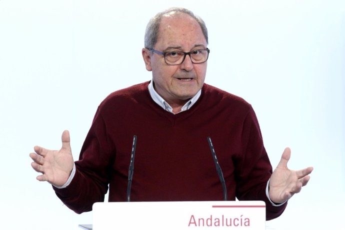 El secretario de Organización del PSOE-A, Juan Cornejo, en rueda de prensa