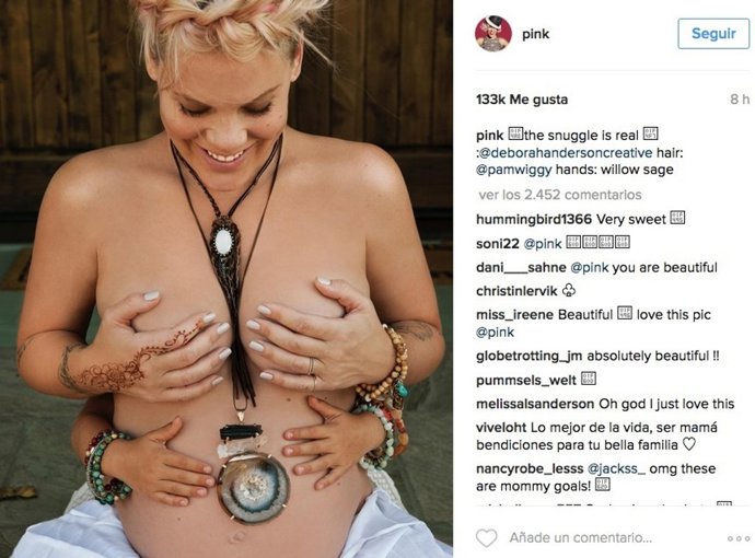Pink, preciosa foto con su hija Willow mostrando su embarazo