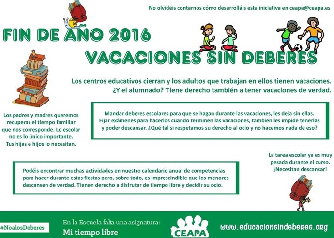 Cartel No a los Deberes