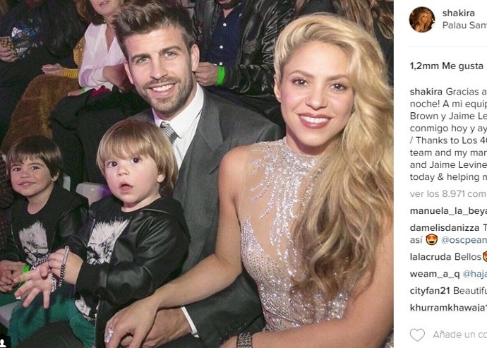 Shakira, Piqué y sus hijos/ Instagram
