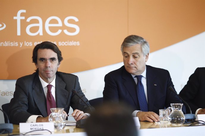 José María Aznar en un acto de la Fundación FAES