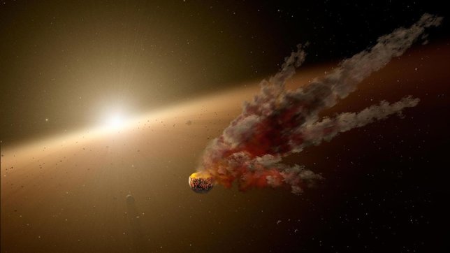 Colisión de un gran asteroide con un planeta